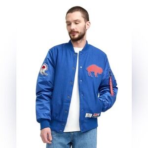 Alpha Industries Historic MA-1 Buffalo Bills Wool Varsity Bomber Jacket.  NWT